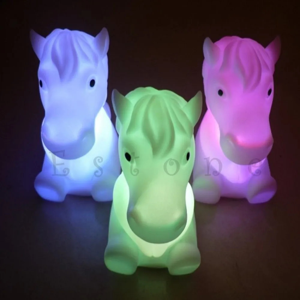 Nice Christmas Cute Horse Shape 7 Color Change Decoration LED Lamp