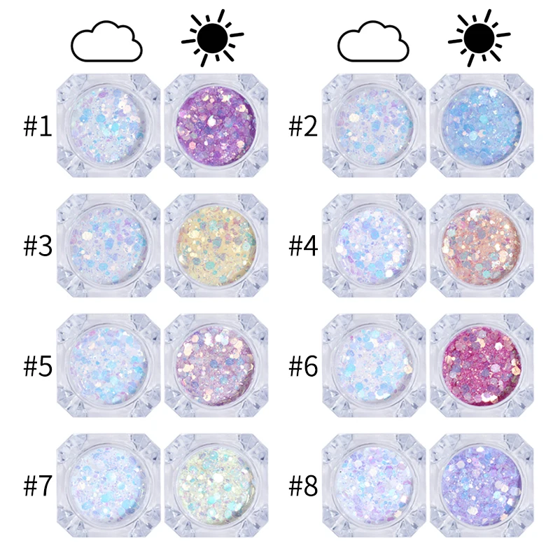 ضوء اللون تغيير مسمار بريق الترتر الملونة سباركلي مانيكير DIY مسمار الفن 3D الديكور ضوء اللون تغيير مسمار بريق الترتر الملونة سباركلي مانيكير DIY مسمار الفن 3D الديكور