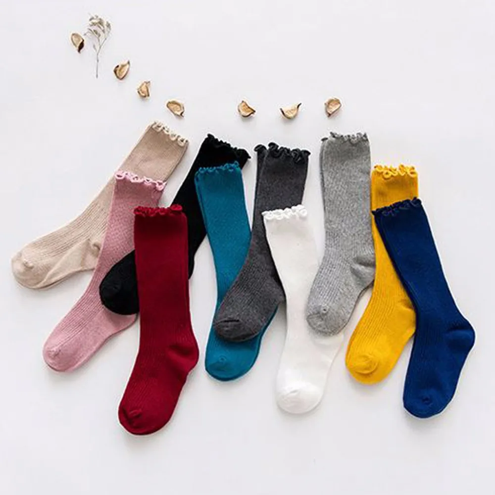 Unisex Cute Solid Color Cotton Blend Stockings Crew Calf Length Tube ...