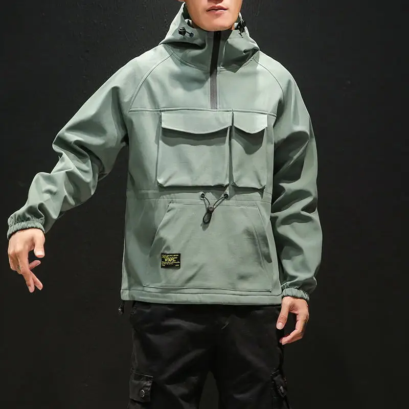 Мужская куртка для работы, куртка с капюшоном для пилота, зимняя бархатная бейсбольная форма большого размера, свободная куртка - Цвет: Армейский зеленый