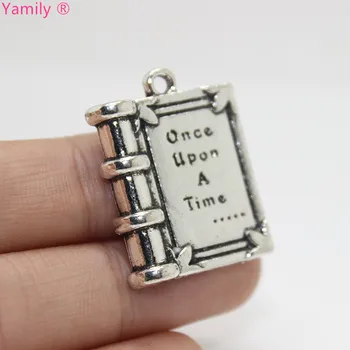 

10pcs--25X22mm Antique silver tone Miniature 3D Fairy Tale Book Once Upon A Time..... Charms pendant