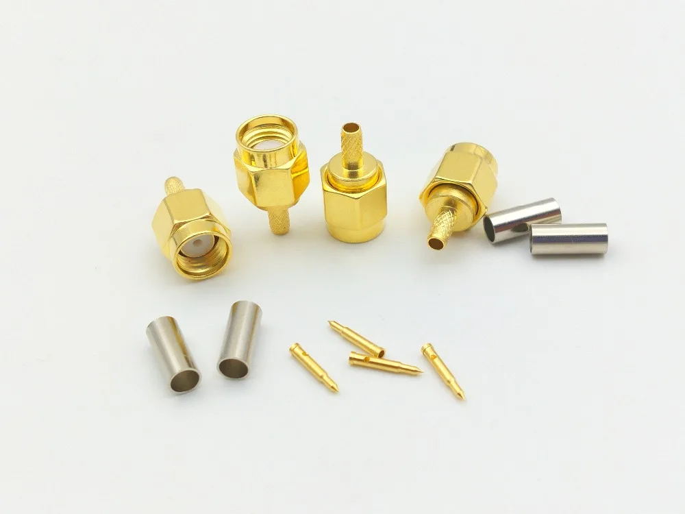 Banhado a Ouro Pces Bronze Macho Plug Friso Rg174 Rg316 Lmr100 Cabo rf Adaptador Conector 100 Sma 5 Cheap Conectores