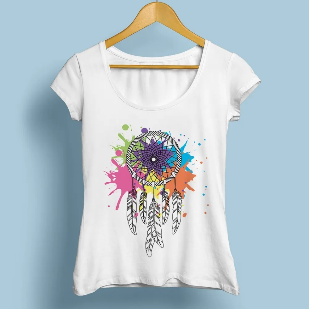 

Indians Ojibwe Dreamcatcher cute tshirt women 2018 summer new white casual creative kawaii t shirt femme no glue print