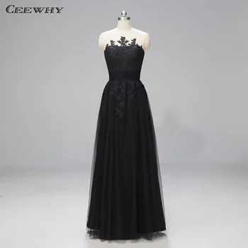 

CEEWHY Applique Lace Evening Dresses Long Tulle Formal Party Abendkleider Dubai Evening Dress Plus Size Wedding Party Dress