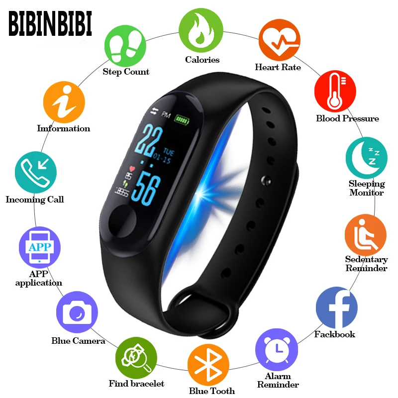 2019 Sport Watch Men or Women Smart Watch Bluetooth Clock Remote Camera Heart Rate Blood PressureSleep Monitor Pedometer Band