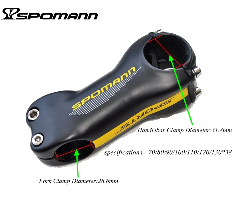 Spomann углеродного волокна велосипед стволовых Горный Дорожный велосипед стебли 17 градусов UD Мэтт MTB велосипед стояк части 31.8*70-130 мм