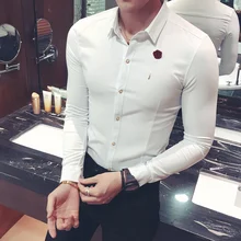 Мужская рубашка YC004* классическая роза брошь мужчина-метросексуал кофта с длинными рукавами парикмахера комбинезоны Корейская обтягивающая одежда для ночного клуба P40