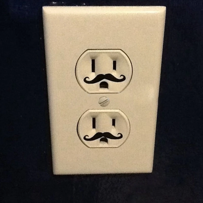 

6pcs Funny Mustache Vinyl Sticker Cute Creative Art Decals For Outlet/Switch Decoration