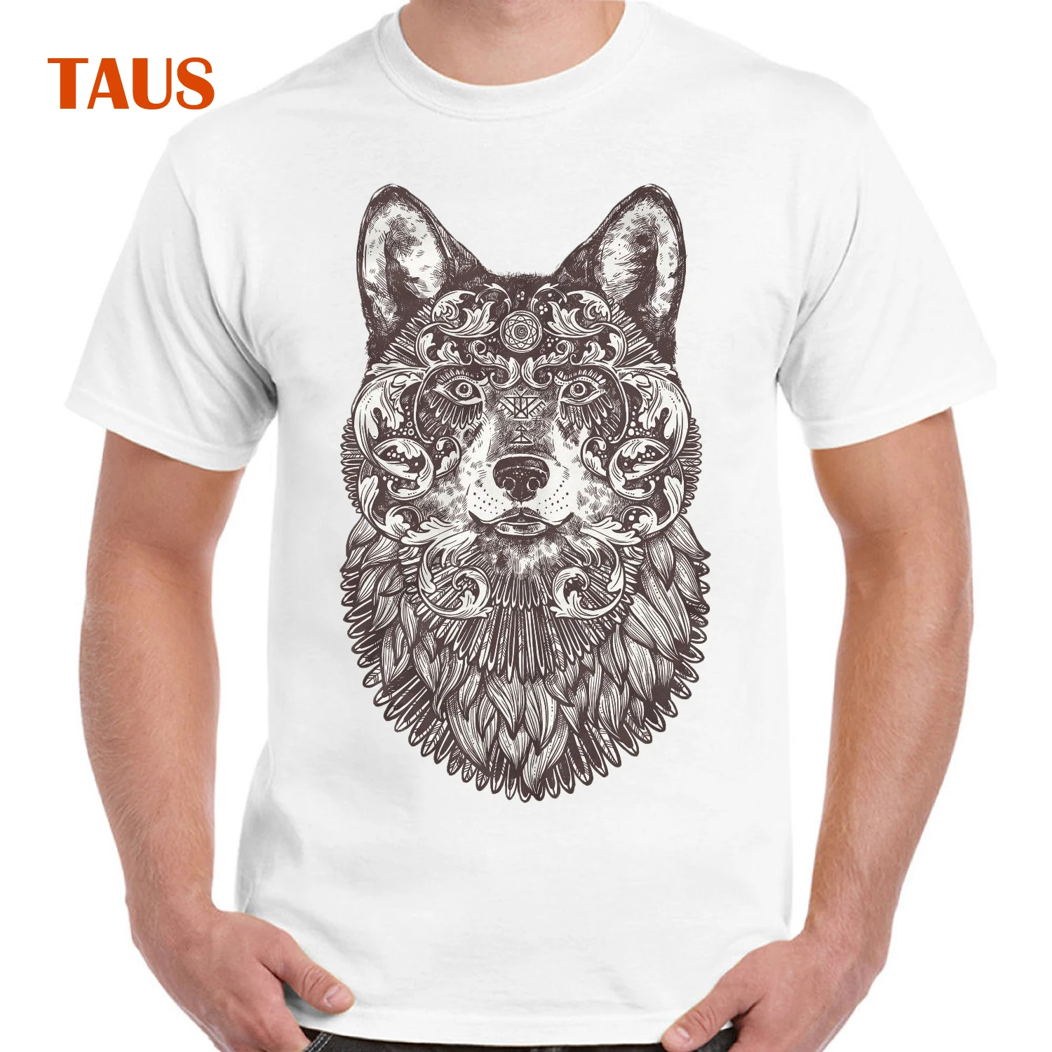 Wolf T Shirt Forest Animal Are Friends Lover Vegan Dreamcatcher Native Boho Top | Мужская одежда