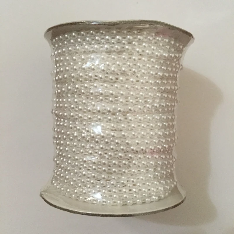 

50 Meters/Roll Half Round Flat Back Plastic Pearl Trim 4mm Flatback Pearl Bead String Trim Chain Sew VX12 White