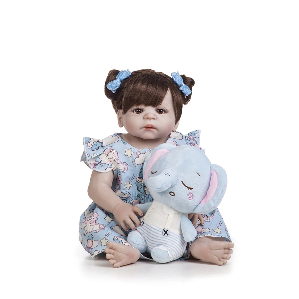 

22inch 55cm Latest New Silicone Boneca Adorable menina Baby Reborn Doll Lovely full vinyl surprise christmas gift kids