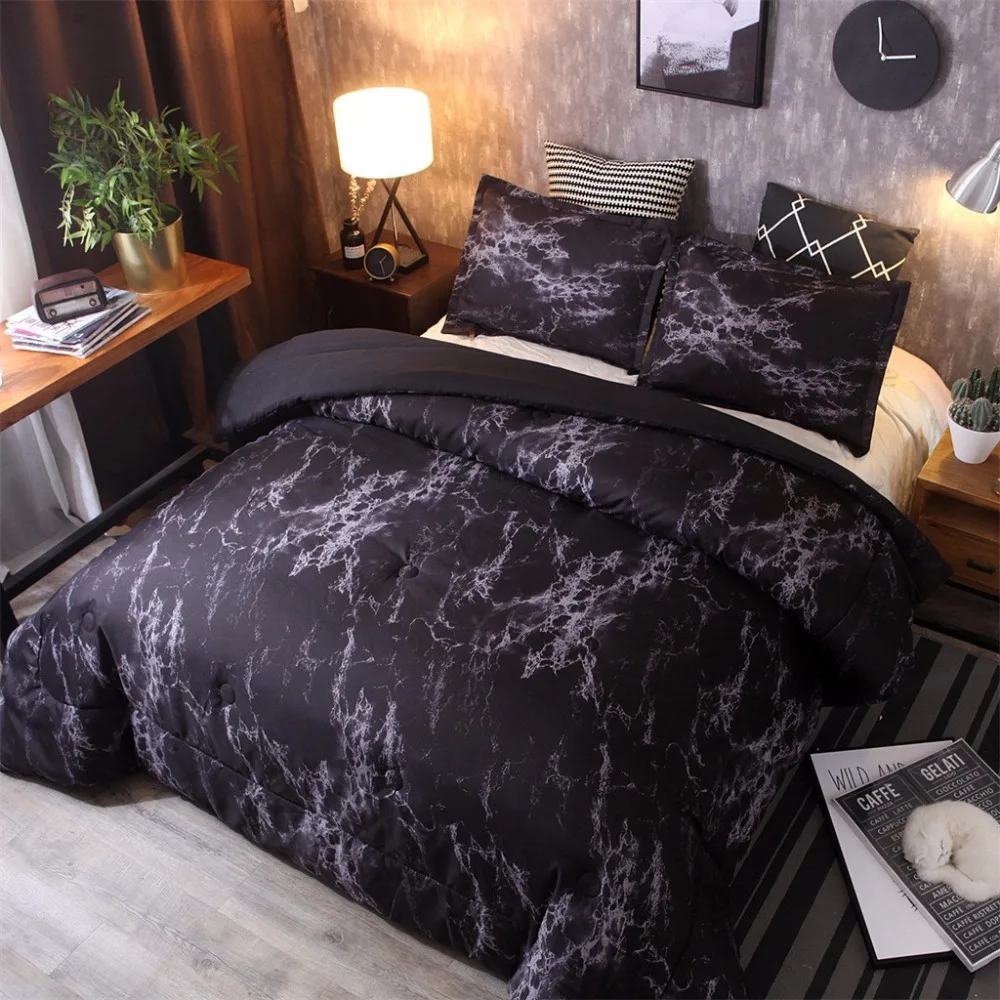 Quilt Cover Set Polyester Bed Cover Set New Bedding Quilt Cover And Pillowcase 3D Printed marble Headfull Size Three-pie L712