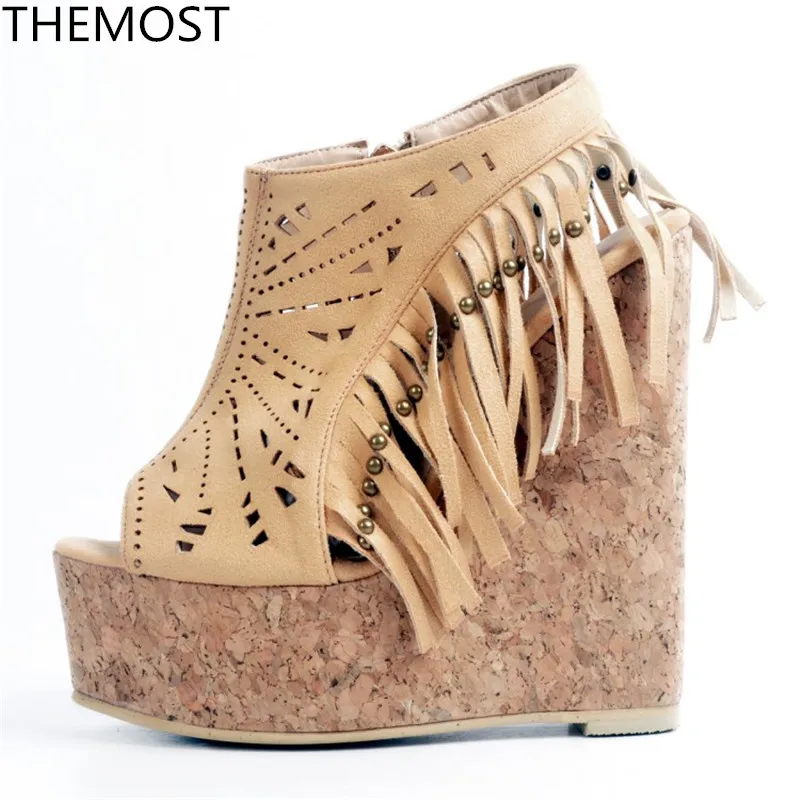 Themostshoes женские босоножки Европа и США Мода богатые стиль с кисточкой 15 см