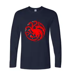 Best подарок для друга Игра престолов Targaryen дракона огня и крови забавные Длинные рукава футболка для мужчин