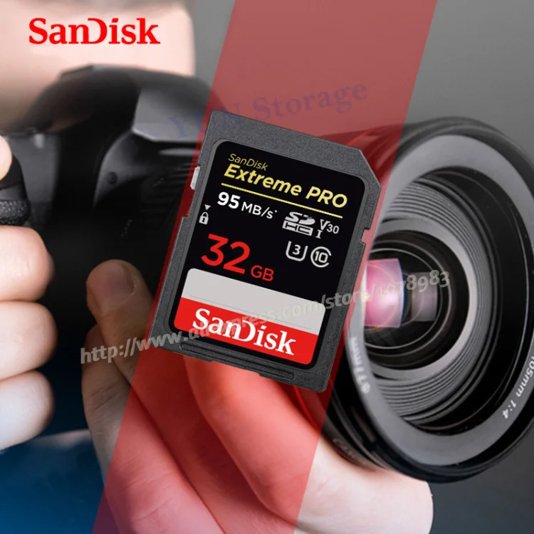 Двойной флеш-накопитель SanDisk Extreme PRO SD карты 256 ГБ 128 Гб 64 ГБ 32 ГБ оперативной памяти, 16 Гб встроенной памяти Class 10 SDXC карты памяти SDHC карты памяти 95 МБ/с. для цифровых фотоаппаратов с защитой от краж