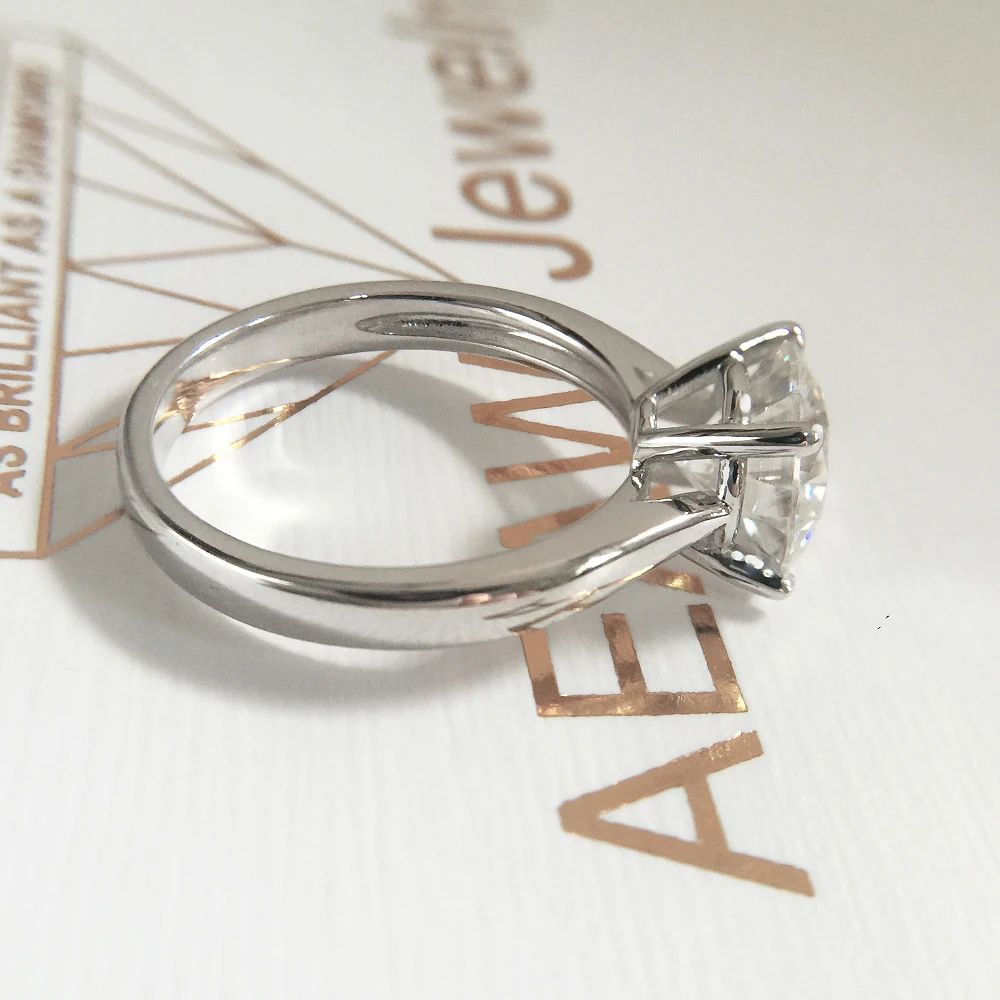 Серебряное кольцо с платиновым покрытием DF 1 0ct 6 5 мм круглое ограненное Moissanite