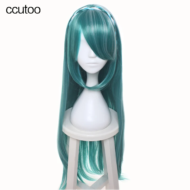 

ccutoo Vocaloid Hatsune Miku Knife 100cm Green Mix Braid Styled Long Straight High Temperature Fiber Synthetic Hair Cosplay Wig