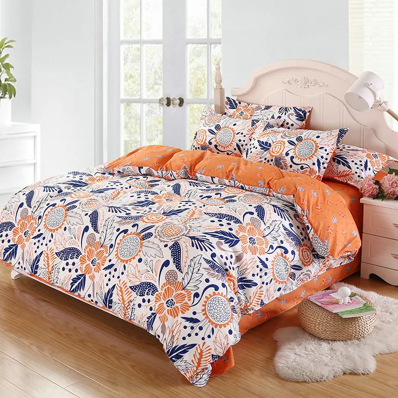 

Pastoral Style Prints Polyester Housewares Bedding Set 4Pcs Duvet Cover Set+Quilt Cover +Pillowcase Home Textiles King Size Soft