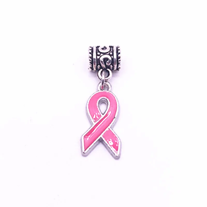 Розовая эмалированная лента подвеска на завязках раковые подвески для женщин ожерелье Браслеты DIY аксессуары ювелирные изделия 10 шт
