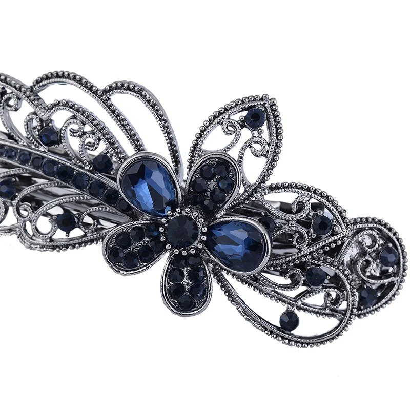 EASYA Blue Peacock Hairpins Rhinestone Crystal Flower Leaf Hair Clip Barrettes Vintage Hair Accessories Jewelry For Women Girls - Image 4