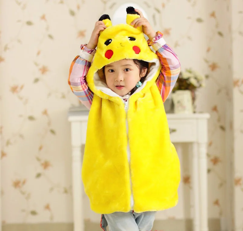 

Fashion yellow flannel cotton kids cute outerwear coat children animal ears hoodies zip cartoons girls coats size 14