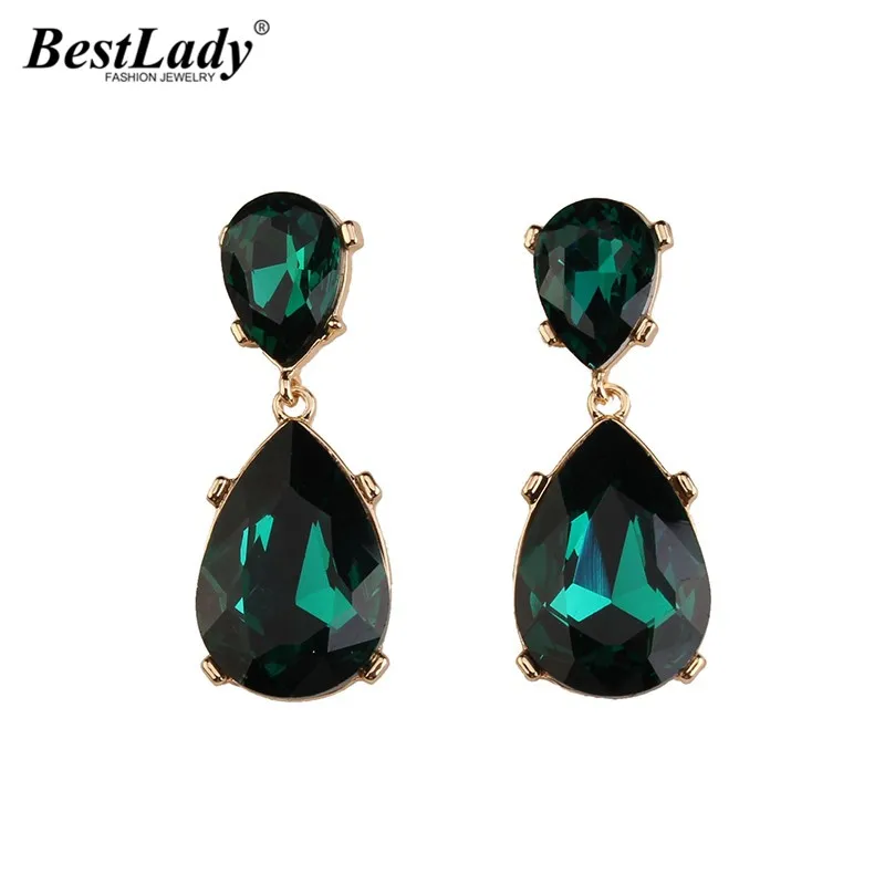 

Best lady 2016 Colorful New Hot Drip Crystal Gem Beads Stud Statement Earring Wedding Bridal Earrings Luxury Accessories 3519