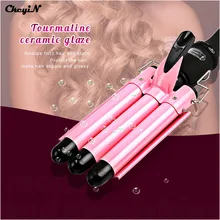 3 size Professional Hair Curling Iron LCD Display Ceramic Triple Barrels Hair Curler Waver Roller Wand Deep Wave Styling Tools