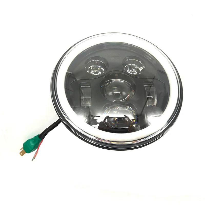 NEW Black 7 Round Motorcycle LED High Low Beam Headlight With  White DRL For Harley Davidson Projector Daymaker LED headlamp (4)