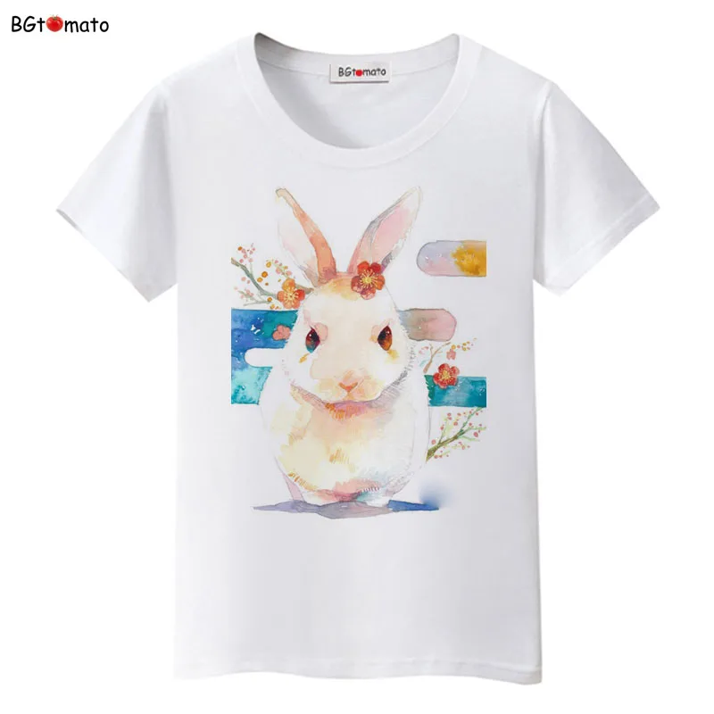 

BGtomato new rabbit lovely bunny t shirts woman's summer cool shirts Brand fashion breathable shirts cheap sale