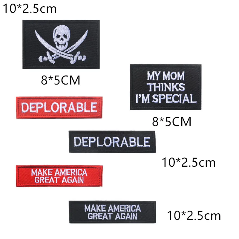 

Hook & Loop Patches Embroidery Armband English word patches Pirate adhesive fastner tape Cloth Accessories