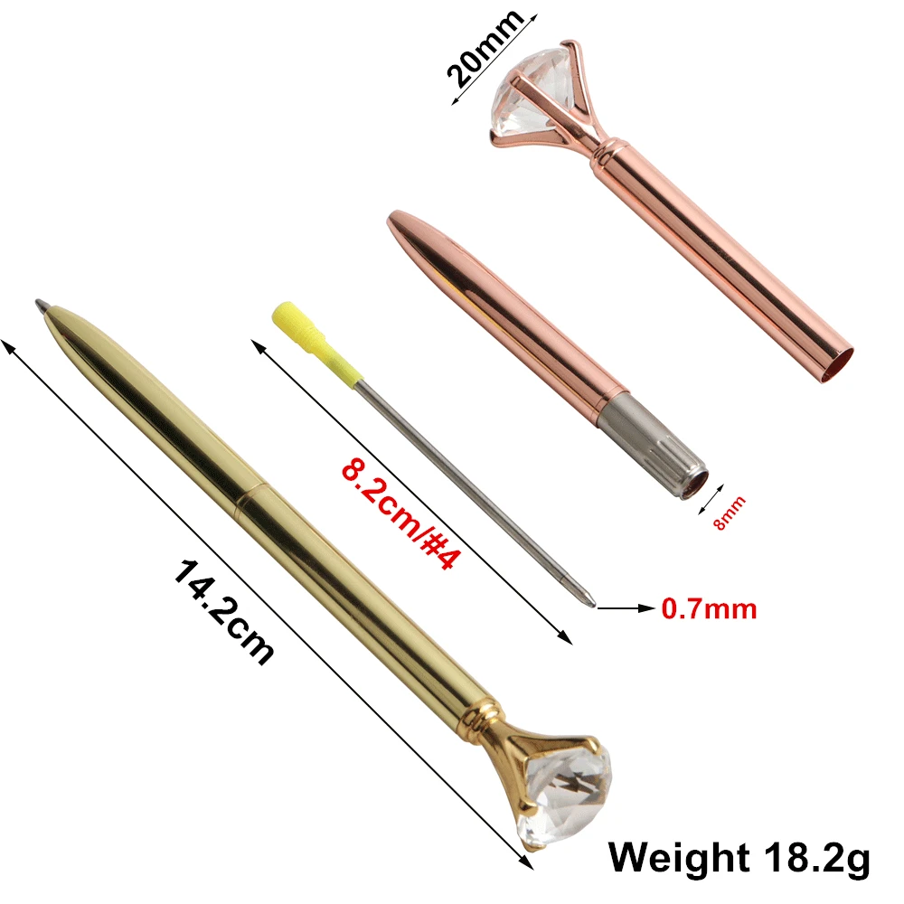 Большой Карат флеш-накопитель со стразами драгоценный камень шариковое кольцо для пера свадебное офисное металлическое кольцо шариковая ручка 22 цвета на выбор черные, голубые чернила