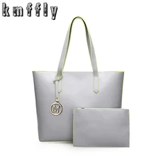 Bolsos de las mujeres de Cuero de La Pu Compuesto Bolsas Grandes de Hombro Gris Bolsa de Diseñador Bolsos de Las Mujeres Famosas Marcas Set Tote + Embrague bolsa