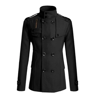 

New Arrival Men's Fashion Slim Long Trench Coat Windbreaker Lapel Button Jacket Outwear