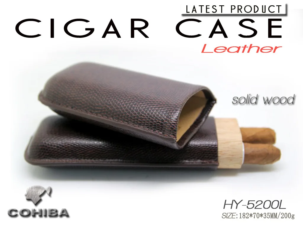 COHIBA кожаный портсигар Портативный кедровая деревянная трубка для сигар мужские подарки HY-5200