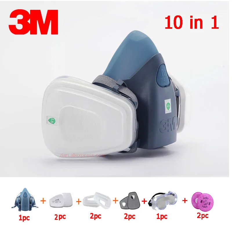

10 in 1 3M 7502 Gas Mask Industrial Spray Paint Pollution Protection Dust Respiration Facial Protection Electric Welding Mask