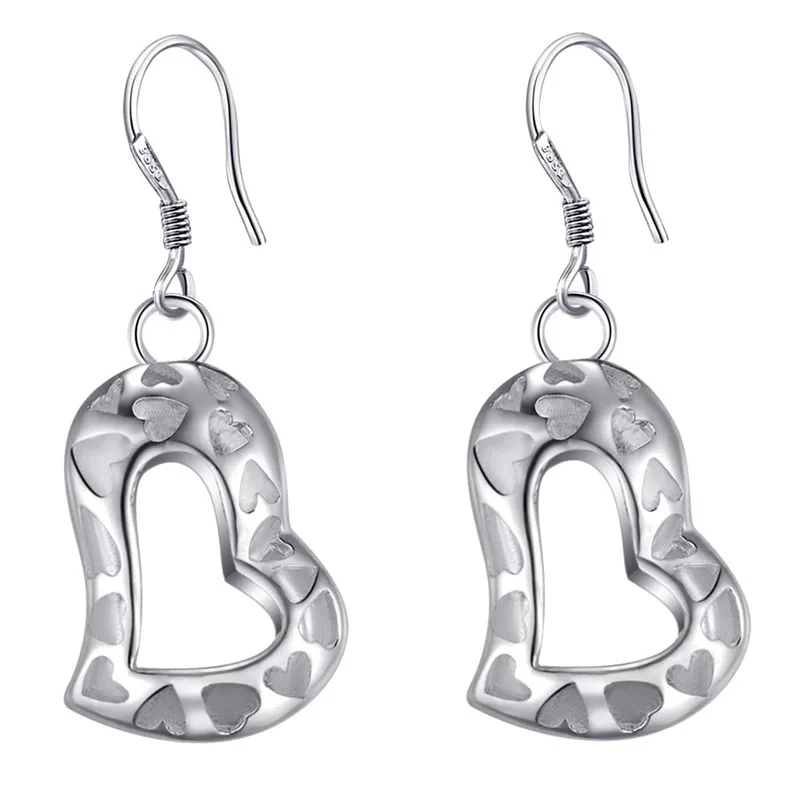 

Fashion Jewelry Silver Heart Drop Earrings Lovely Pendant Earrings For Women AE202