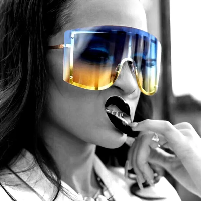 

Oversized One Lens Sunglasses Women Fashion Tide Gradual Change Goggles Men Shades UV400 Vintage Sun Glasses Oculos Feminino