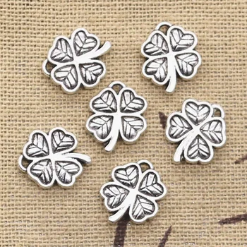 

12pcs Charms Lucky Irish Four Leaf Clover 13mm Antique Making Pendant fit,Vintage Tibetan Silver color,DIY Handmade Jewelry