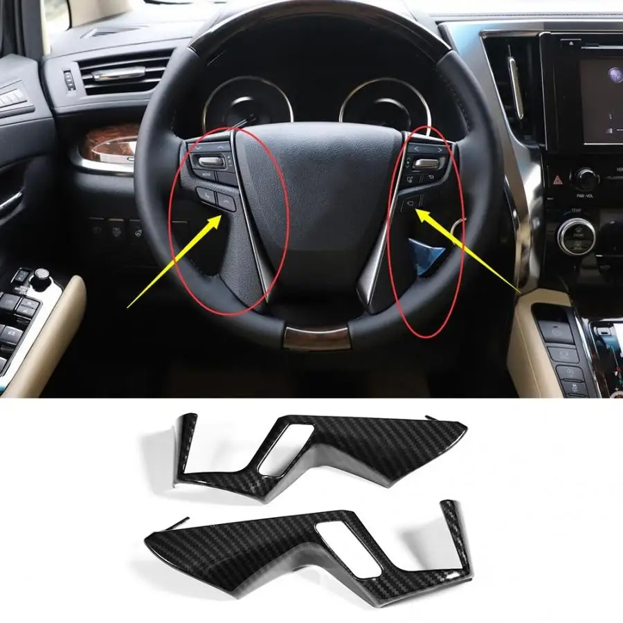 

2pcs Car Steering Wheel Panel Decoration Cover Trim Fit for Toyota Alphard VELLFIRE 2015-2018 Left Hand Driver Side