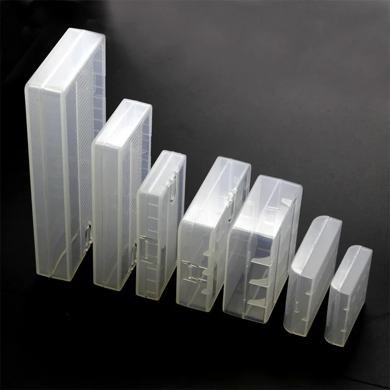 

Battery Case PVC Material 7 Type Transparent Hard Plastic Battery Storage Boxes with A Hook for 18650 26650 AA AAA Battery