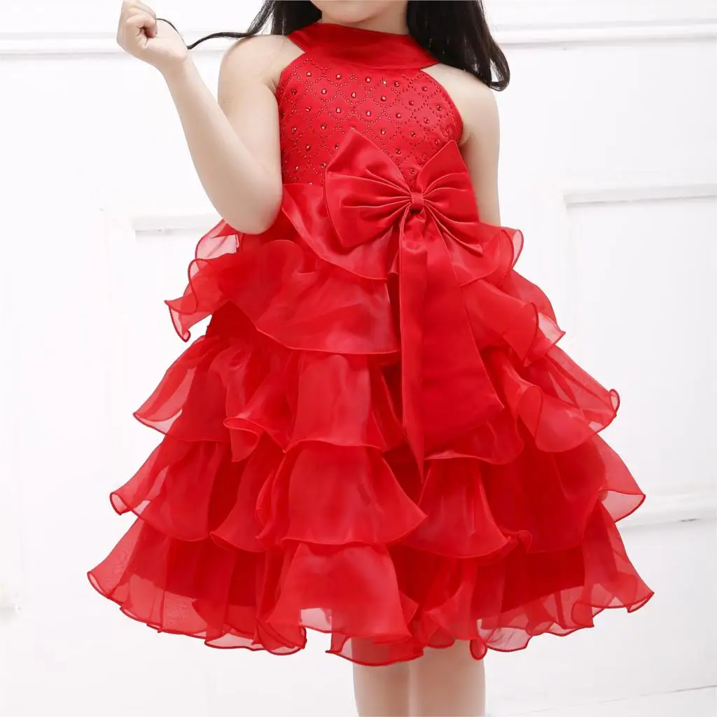 

2019 New Baby Girl Princess Flower Formal Dress Summer Red Fashion And Cute Kids Clothes Party Clothing For Girls SKF154022