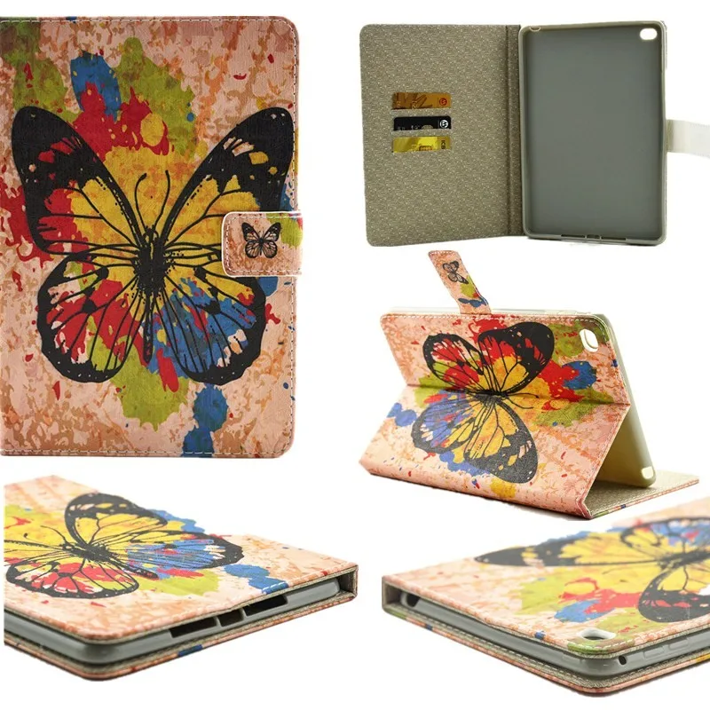 For Apple iPad Air 2 Case PU Leather Classic Retro Eiffel Tower Wallet Flip Book Stand Card Slots Tablet Cover for iPad 6 Yellow (51)