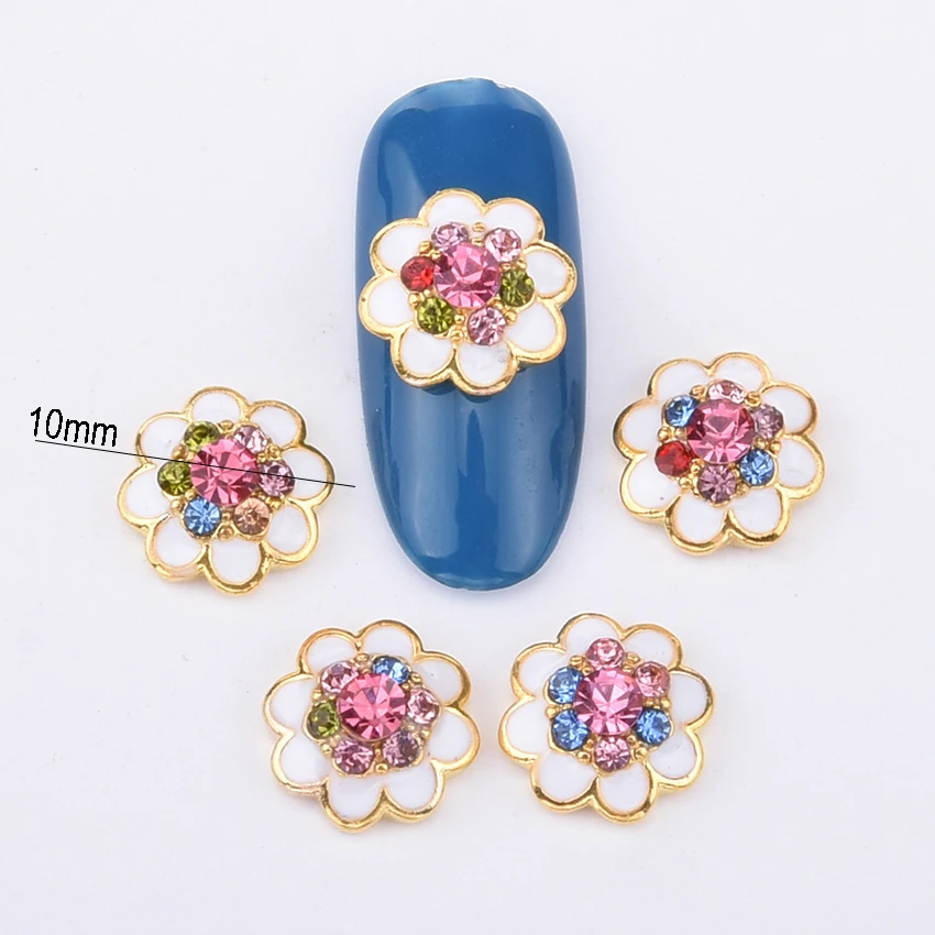 

10pcs nails accessoires gold alloy 3d metal nail art decorations glitter crystal DIY nail sticker colorful rhinestones BL226