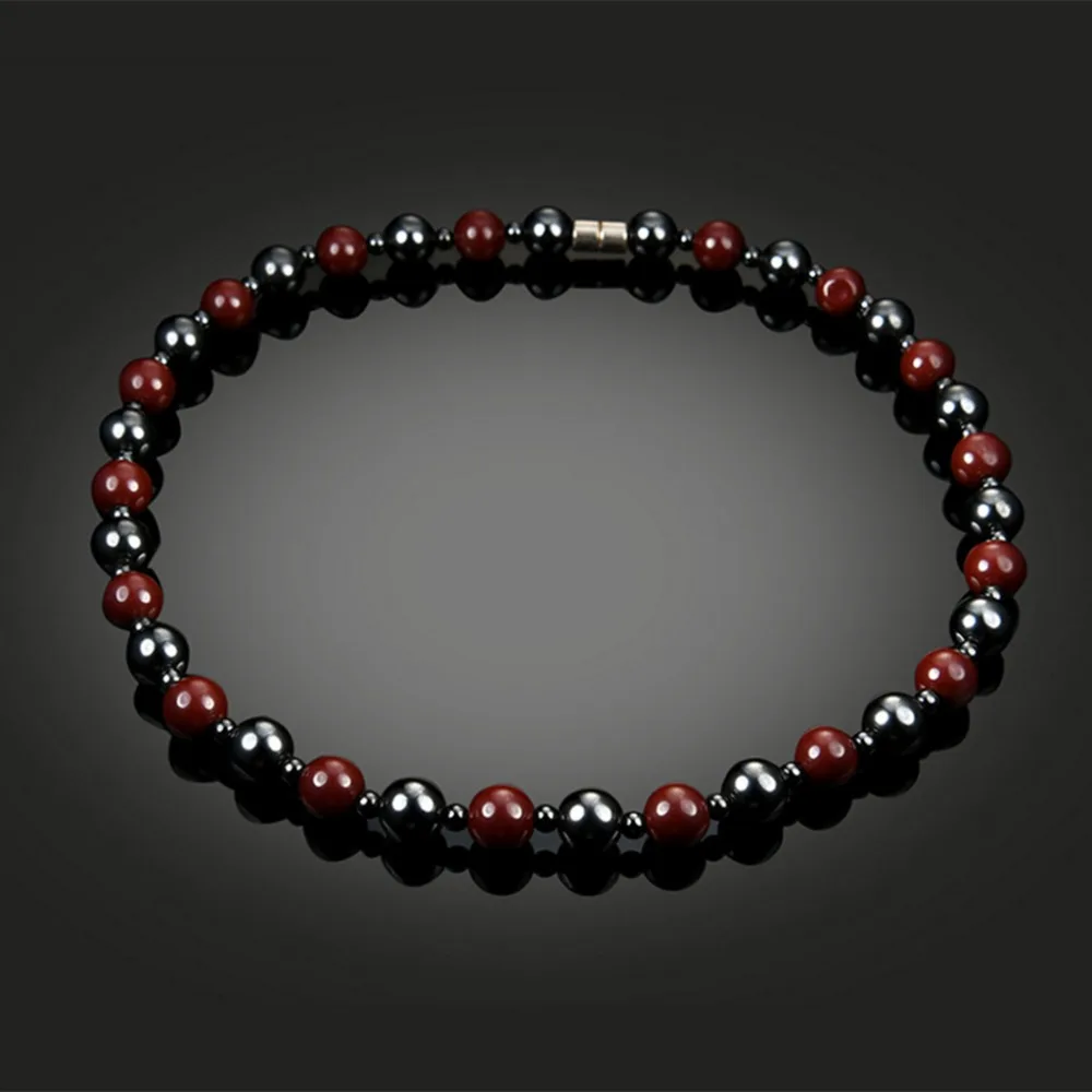 Unisex Hematite Necklace With Therapy Black Red
