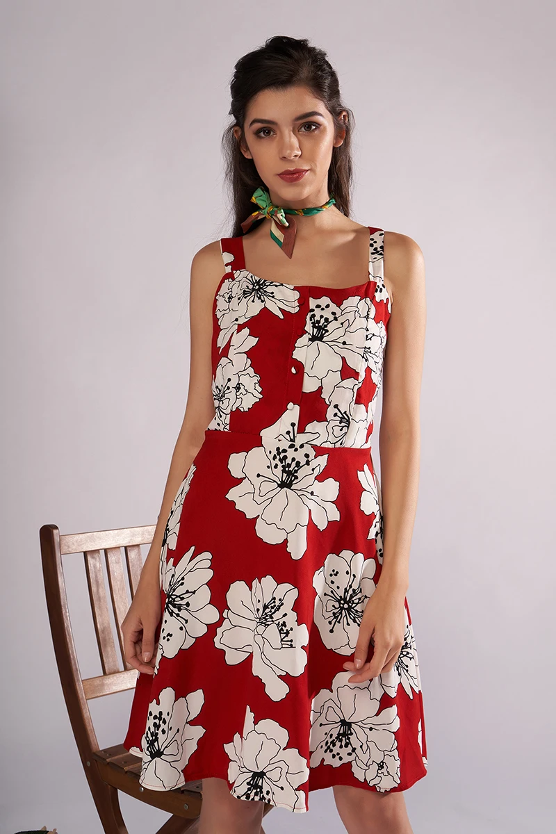 MUMUZI Women Bohemia Sleeveless Floral Print Ethnic Summer Beach Boho