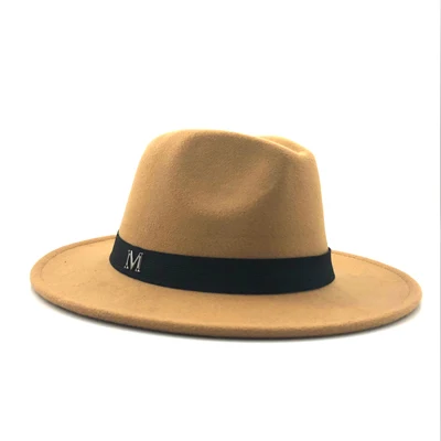 Мужская шерстяная фетровая шляпа с полями шляпа Трилби Женская винтажная шерсть Панама Федора женская шляпа в форме колпака Шерсть Войлок джазовые шляпы 14 цветов - Цвет: Khaki