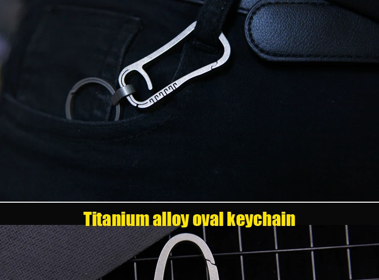 TiTo EDC Titanium Keychain Oval Titanium carabiner With Outdoor camping Titanium Chinese Ancient Style Key Ring Car buckle