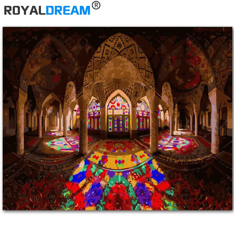 

ROYALDREAM Islamic Scene DIY Painting By Numbers Handpainted Canvas Painting Home Wall Art Picture For Living Room Unique Gift