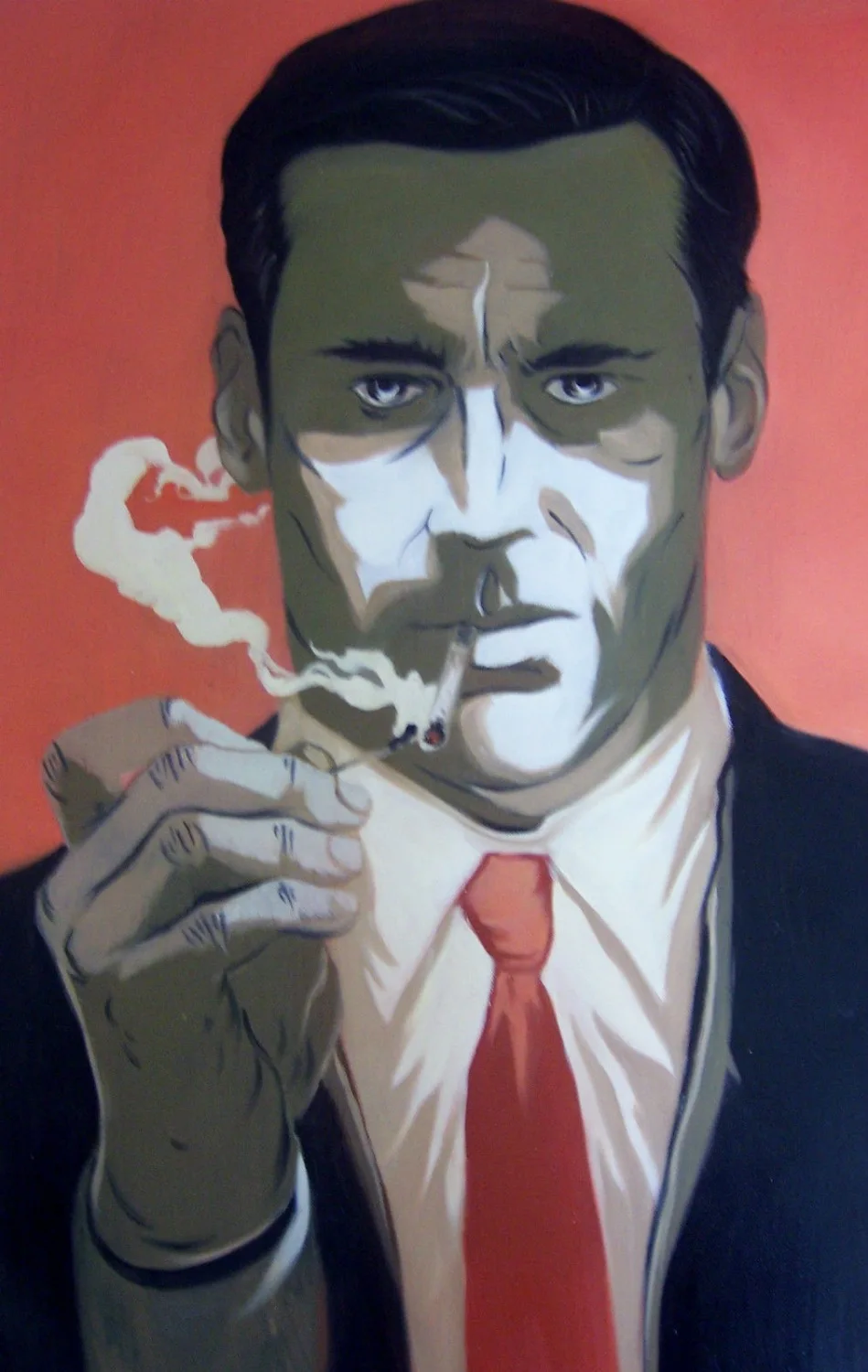 

100%Handmade Mad Men 28x16 oil painting, iconic TV, Jon Hamm