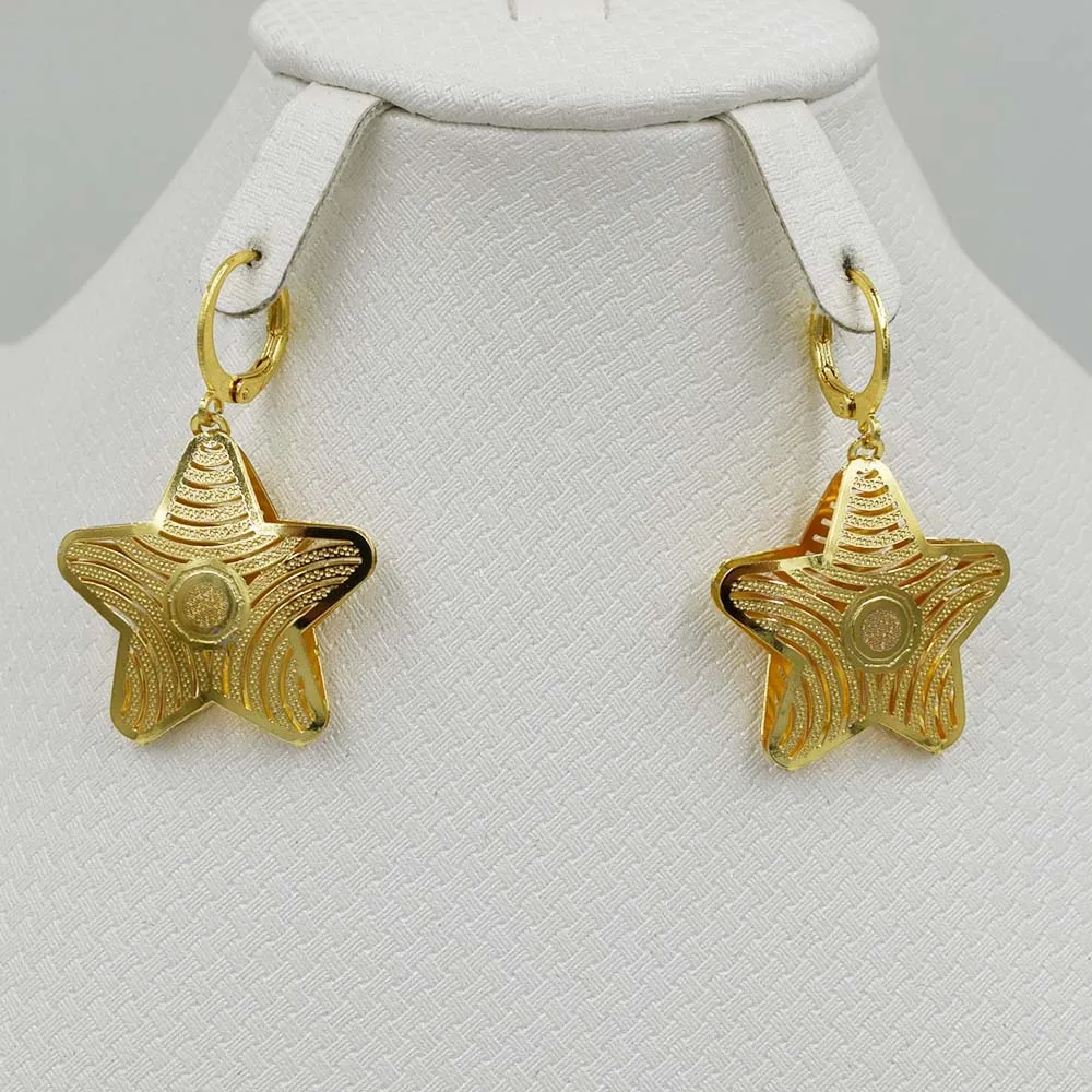 

NEW DESIGN Dubai Gold Color Earrings Fashion Big Nigerian Wedding African Beads Jewelry For Women Drop Dangle